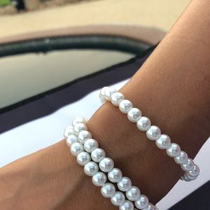 New Pearl white, hand made, beaded bracelets